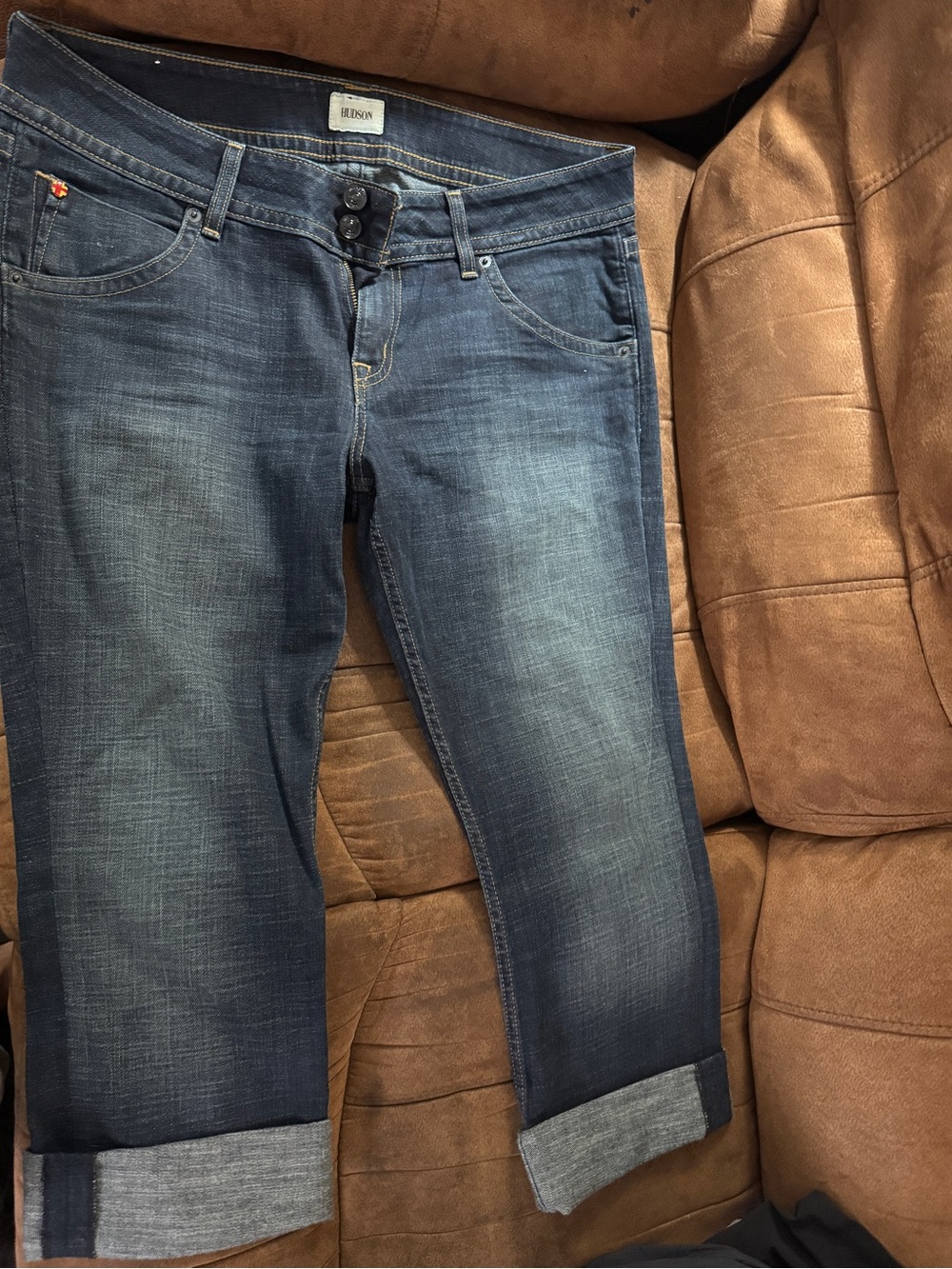 Hudson Jeans Dark Blue Cropped Roll-Up Women's Jeans